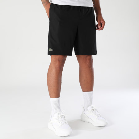 Lacoste - Diamond Logo Geborduurde Krokodil Joggingshort Zwart