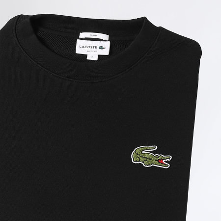 Sweat Crewneck Loose Fit Logo Brode Crocodile Noir
