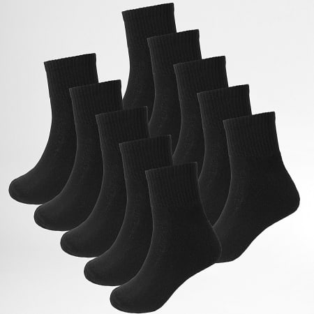 LBO - Lote de 10 Pares de Calcetines Cuarto 0028 Negro