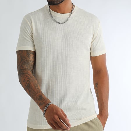 LBO - Textured T-shirt met korte mouwen 3481 Beige