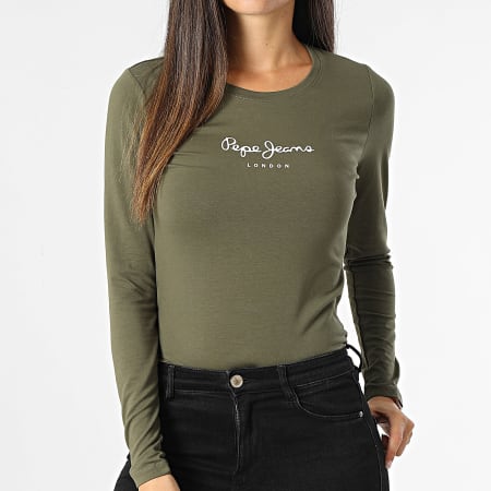 Pepe Jeans - Camiseta Manga Larga Mujer New Virginia Verde Caqui