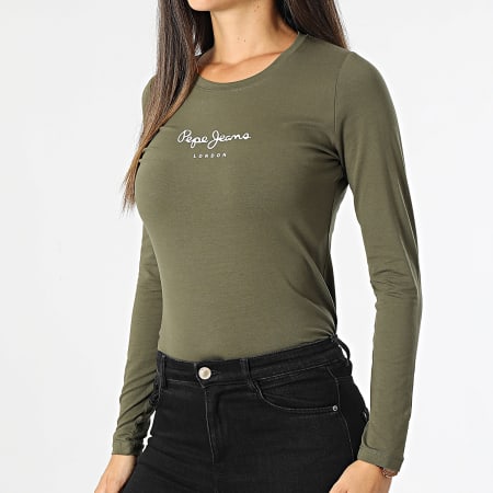 Pepe Jeans - Camiseta Manga Larga Mujer New Virginia Verde Caqui