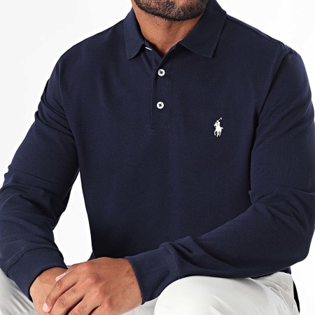 Polo Ralph Lauren - Custom Slim Lange Mouw Polo Original Player marineblauw