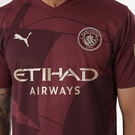 Puma - Manchester City Cuello en V Camiseta réplica de fútbol 775201 Burdeos