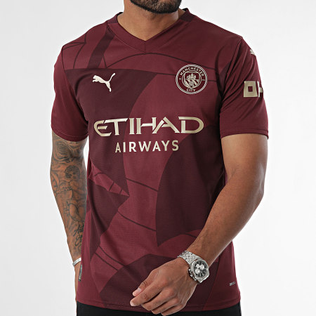 Puma - Maglia Manchester City scollo a V Terza Maglia Calcio Replica 775201 Bordeaux