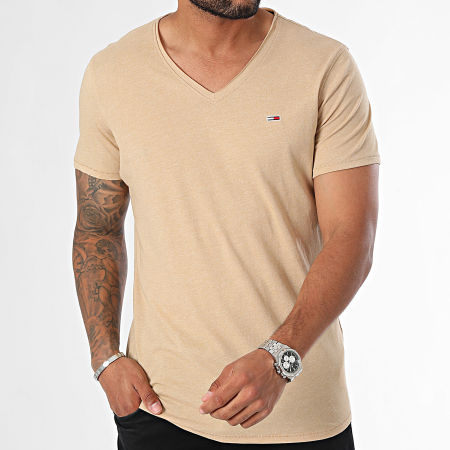 Tommy Jeans - T-shirt sottile con scollo a V Jaspe 9587 Beige