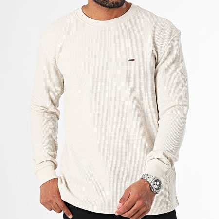 Tommy Jeans - Wafel Lange Mouw Tee 9216 Licht Beige