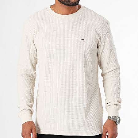 Tommy Jeans - Wafel Lange Mouw Tee 9216 Licht Beige