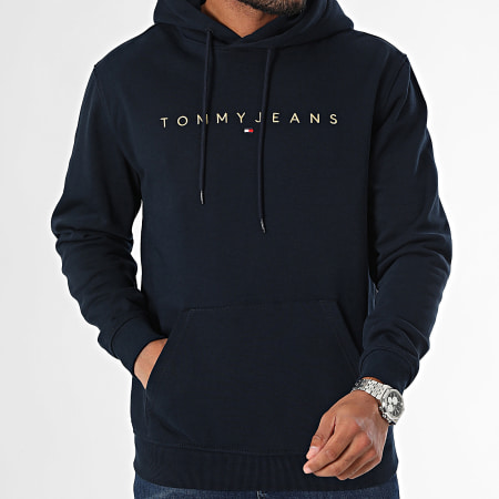 Tommy Jeans - Felpa con cappuccio Linear Gold 0503 Navy Gold