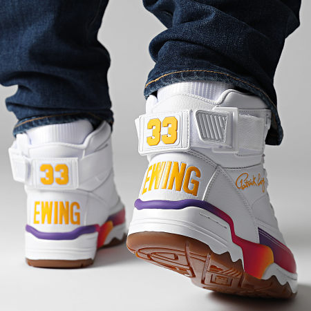 Ewing Athletics - Scarpe da ginnastica Ewing 33 Hi 1BM02546 Bianco Giallo Arancione Rosa