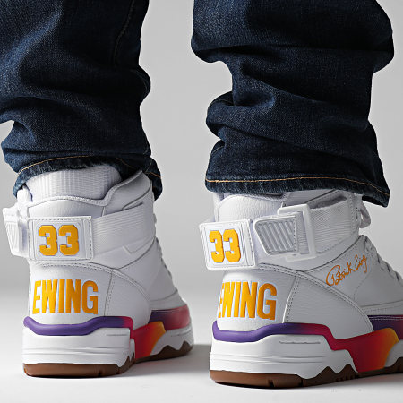 Ewing Athletics - Scarpe da ginnastica Ewing 33 Hi 1BM02546 Bianco Giallo Arancione Rosa