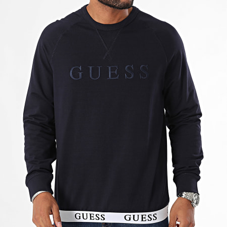 Guess - Sudadera de cuello redondo U3YQ01-KBS91 Azul marino