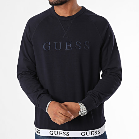 Guess - Sudadera de cuello redondo U3YQ01-KBS91 Azul marino