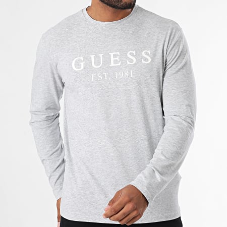 Guess - Camiseta de manga larga U4RI11-K6YW0 Gris jaspeado