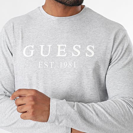 Guess - Camiseta de manga larga U4RI11-K6YW0 Gris jaspeado