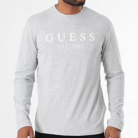 Guess - Camiseta de manga larga U4RI11-K6YW0 Gris jaspeado