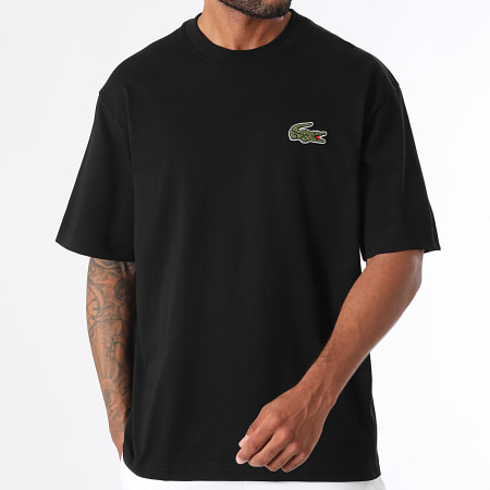 Tee Shirt Oversize Loose Fit Big Logo Crocodile Brode Noir