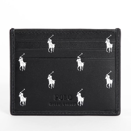 Polo Ralph Lauren - Custodia per carte all over player in bianco e nero