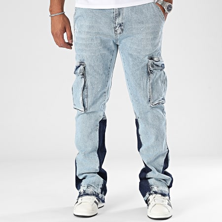 Project X Paris - Flare Jean Cargo Broek T249034 Blauw Denim