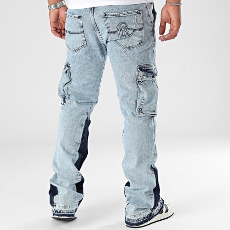 Project X Paris - Pantaloni Cargo Flare Jean T249034 Blu Denim