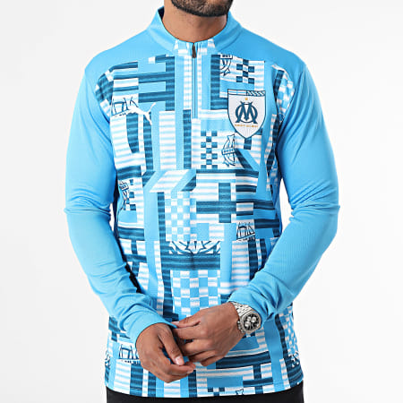 Puma - Camiseta Manga Larga Cuello Cremallera OM Prematch 778242 Azul Claro