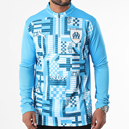 Puma - Tee Shirt Manica lunga con collo a zip OM Prematch 778242 Azzurro