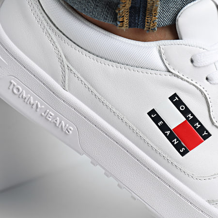 Tommy Jeans - Cupsole leren essentiële 1443 witte sneakers