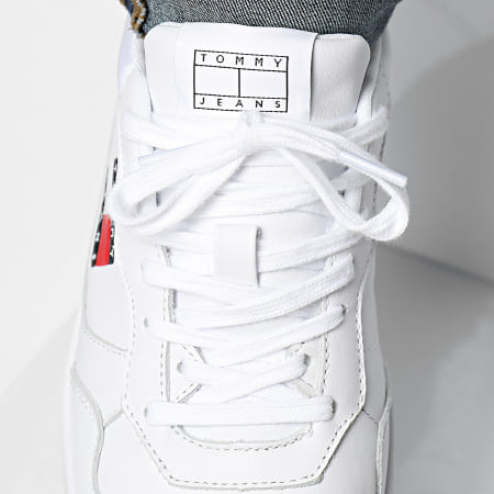 Tommy Jeans - Cupsole leren essentiële 1443 witte sneakers