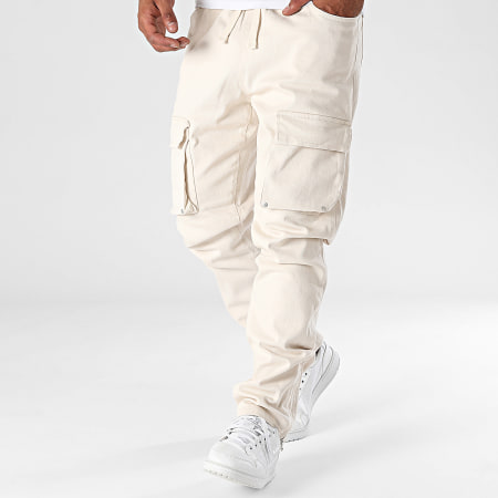 Ikao - Pantalón cargo vaquero beige claro