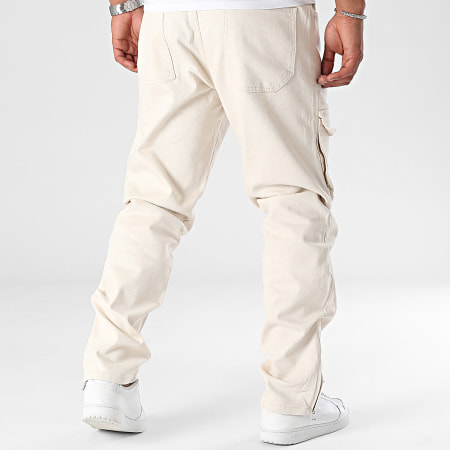 Ikao - Pantalón cargo vaquero beige claro