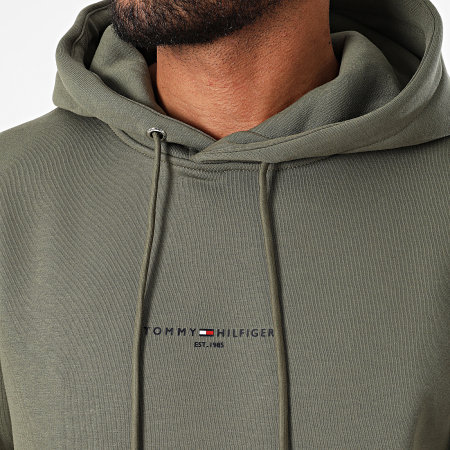 Tommy Hilfiger - Felpa con cappuccio con logo 2673 verde cachi