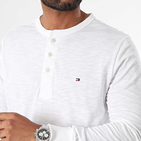 Tommy Hilfiger - Slub Henley 6460 Camiseta Manga Larga Blanco