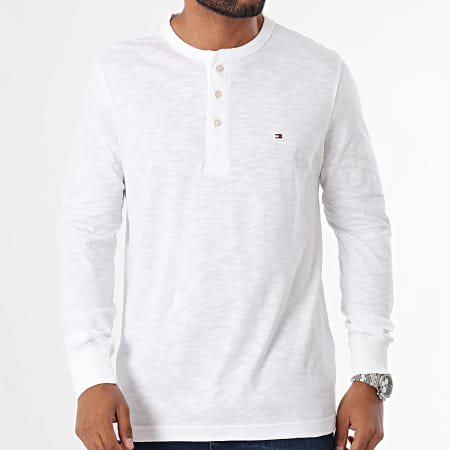 Tommy Hilfiger - Slub Henley 6460 Camiseta Manga Larga Blanco