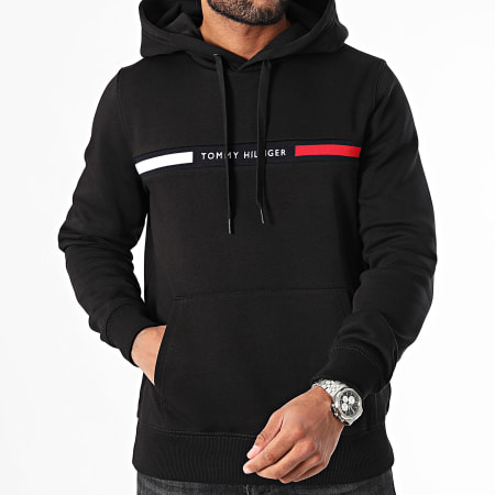 Tommy Hilfiger - Sweat Capuche Hilfiger Chest Insert 7361 Noir