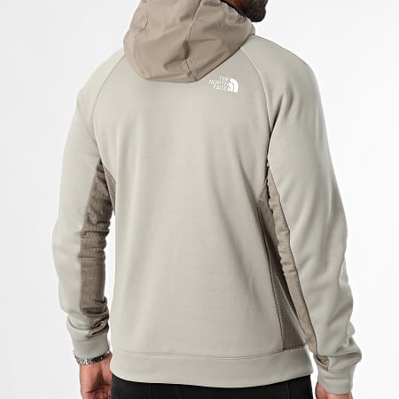 The North Face - MA A893R Sudadera beige con capucha y cuello de cremallera