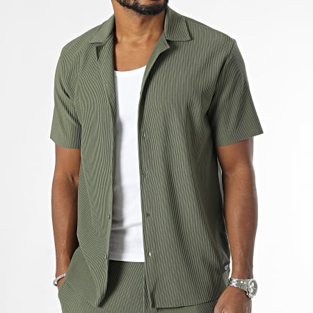 Zelys Paris - Set camicia e pantaloni a maniche corte verde cachi