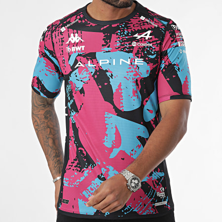 Kappa - Tee Shirt Kombat 2024 Alpine F1 361W44W Zwart Roze Lichtblauw