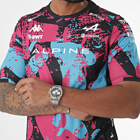 Kappa - Camiseta Kombat 2024 Gasly Alpine F1 361W45W Negro Rosa Azul Claro