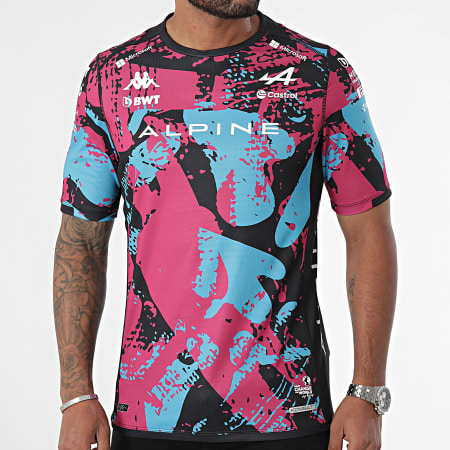 Kappa - Tee Shirt Kombat 2024 Gasly Alpine F1 361W45W Nero Rosa Azzurro