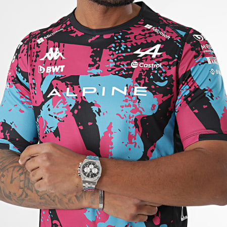 Kappa - Maglietta Kombat 2024 Ocon Alpine F1 361W46W Nero Rosa Azzurro