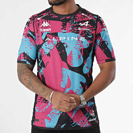 Kappa - Camiseta Kombat 2024 Ocon Alpine F1 361W46W Negro Rosa Azul Claro