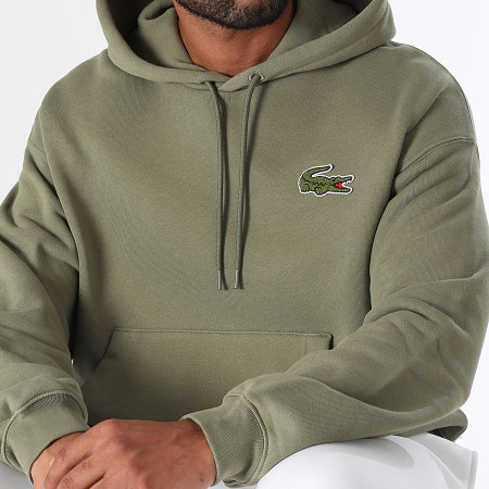 Lacoste Sweat Capuche Loose Fit Logo Brode Crocodile Vert Kaki LaBoutiqueOfficielle