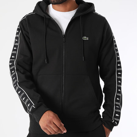 Survetement Lacoste Pull Lacoste Noir Et Gris Veste Zip à Capuche