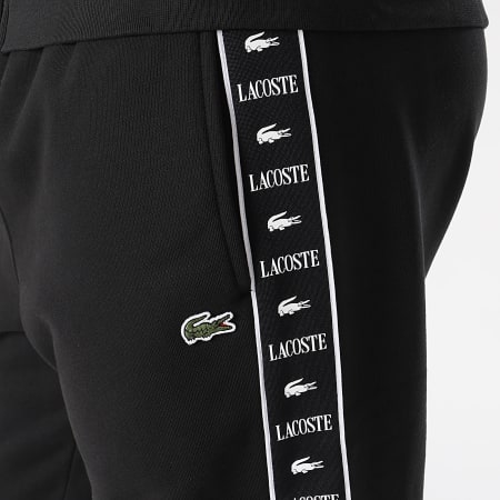 Lacoste - Pantalón de chándal con banda bordada con logotipo de cocodrilo Negro