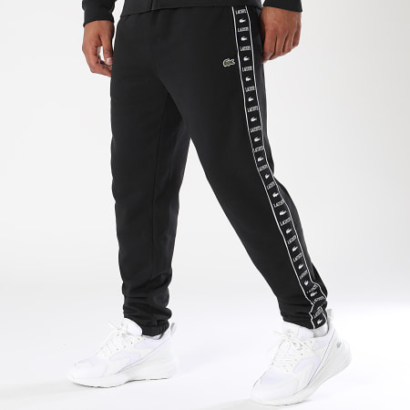 Lacoste - Pantalon Jogging A Bandes Logo Brodé Crocodile Noir