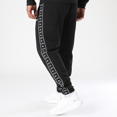 Lacoste - Krokodil geborduurde logoband joggingbroek zwart