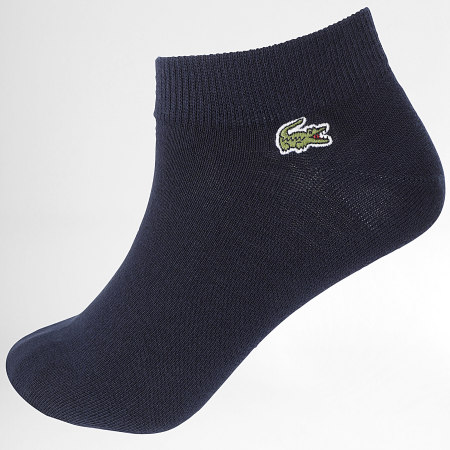 Lacoste - Lot De 3 Paires De Chaussettes Logo Brodé Crocodile Blanc Gris Chiné Bleu Marine