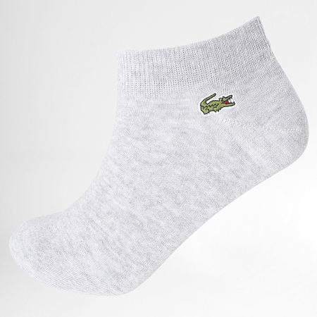 Lacoste - Lot De 3 Paires De Chaussettes Logo Brodé Crocodile Blanc Gris Chiné Bleu Marine