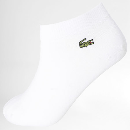 Lacoste - Lot De 3 Paires De Chaussettes Logo Brodé Crocodile Blanc Gris Chiné Bleu Marine