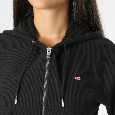 Tommy Jeans - Sudadera negra con capucha y cremallera Ottoman 8763 para mujer